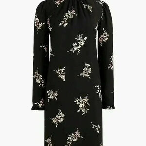 NWOT | J. Crew Floral 3/4 Sleeve Ruffle Neck Classy Shift Dress | Size 0